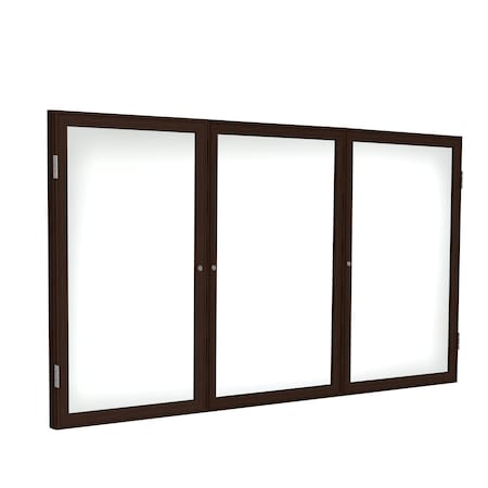 Ghent Enclosed Whiteboard, 3 Door, Por/Mag, Walnut Frame, 4 ft H x 8 ft W, White PN34896M-M1